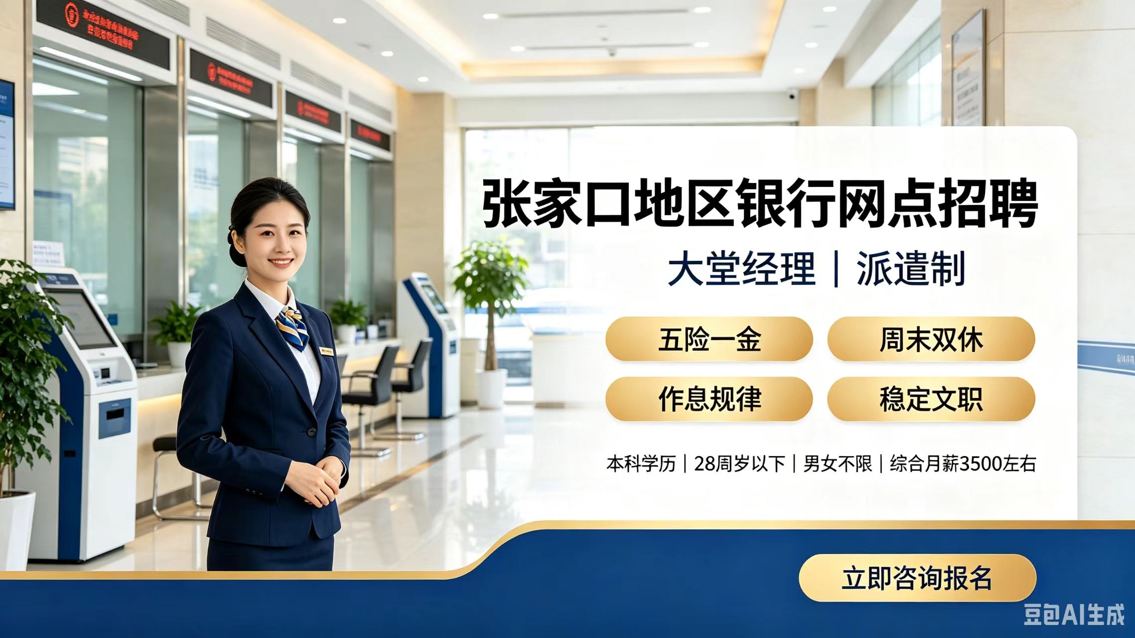 公开招聘张家口地区各银行网点大堂经理岗位